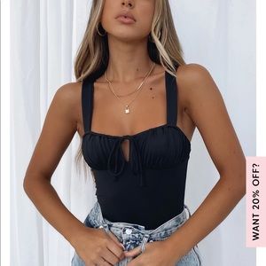 NWT White Fox Black As You Please Bodysuit